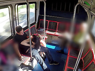 Reality shoot of brunette giving huge dick blowjob in bus