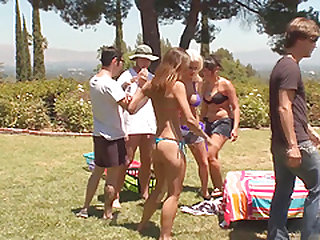 Annie Cruz and Lylith Lavey join a bunch of men for an outdoor orgy