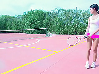 Tennis court fuck with stunning brunette chick Lady D