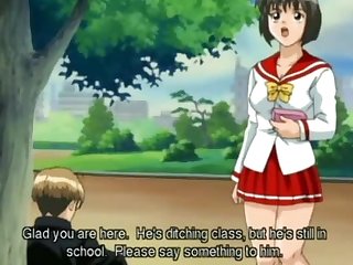 Anime teacher with big juicy tits gets her holes stuffed